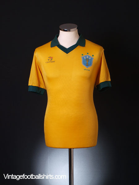 1985-88 Brazil Home Shirt L Football Shirt