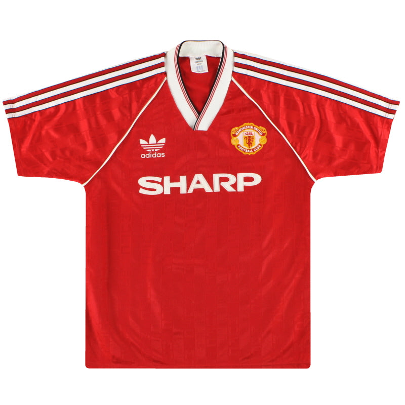 1988-90 Manchester United adidas Home Shirt L Football Shirt