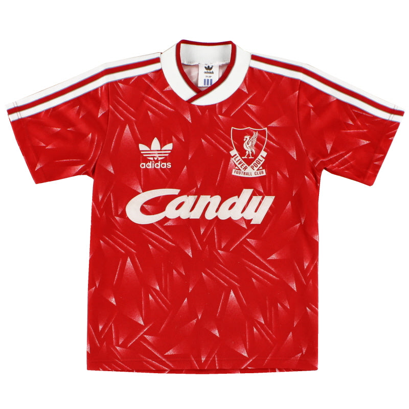 1989-91 Liverpool adidas Home Shirt L.Boys Football Shirt