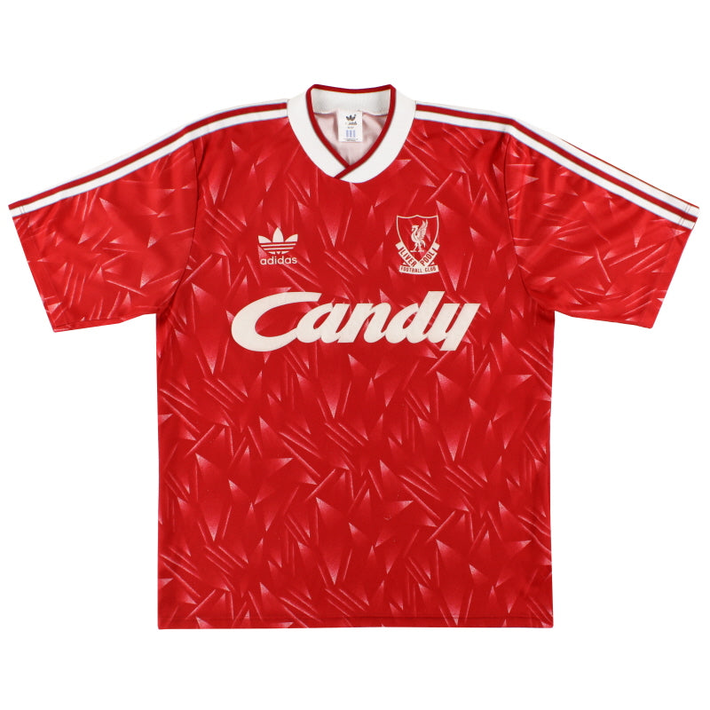 1989-91 Liverpool adidas Home Shirt L Football Shirt