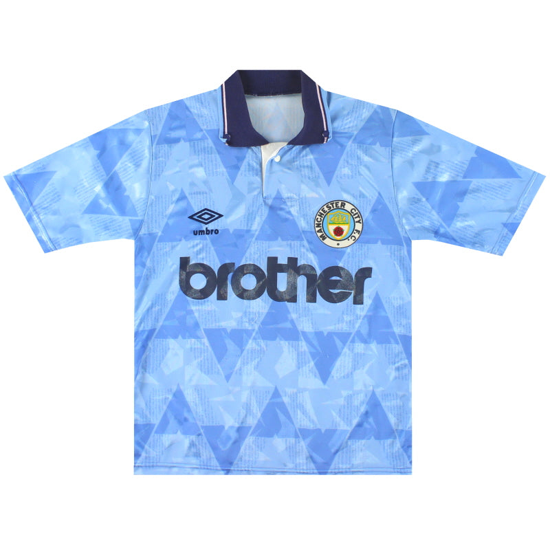 1989-91 Manchester City Umbro Home Shirt Y Football Shirt