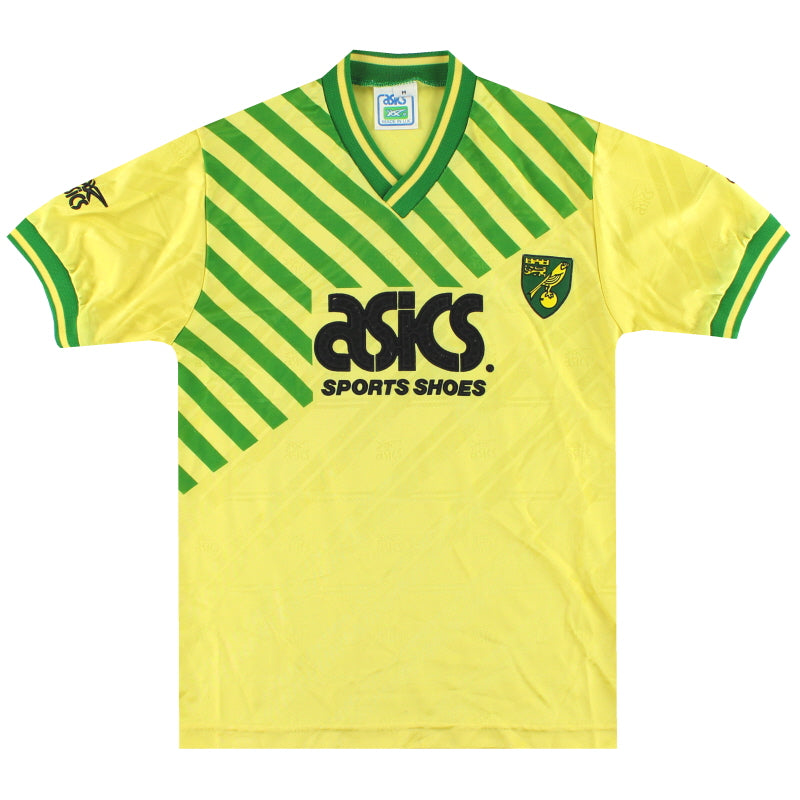 1989-92 Norwich City Asics Home Shirt M Football Shirt