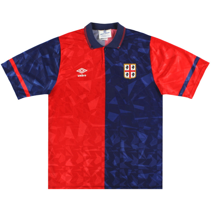 1990-93 Cagliari Umbro Home Shirt L Football Shirt