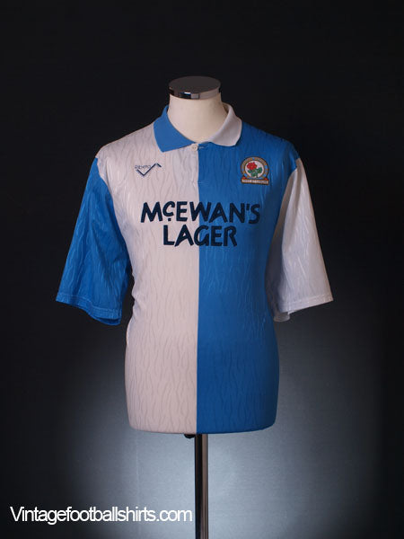 1991-92 Blackburn Home Shirt L Football Shirt