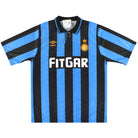 1991-92 Inter Milan Umbro Home Shirt L Football Shirt