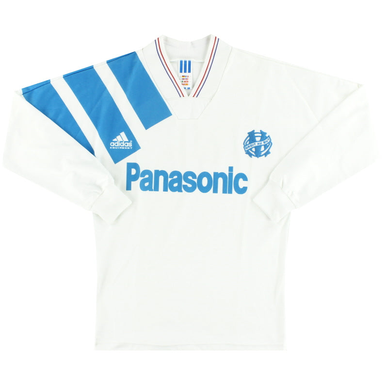 1991-92 Olympique Marseille adidas Home Shirt L/S S Football Shirt