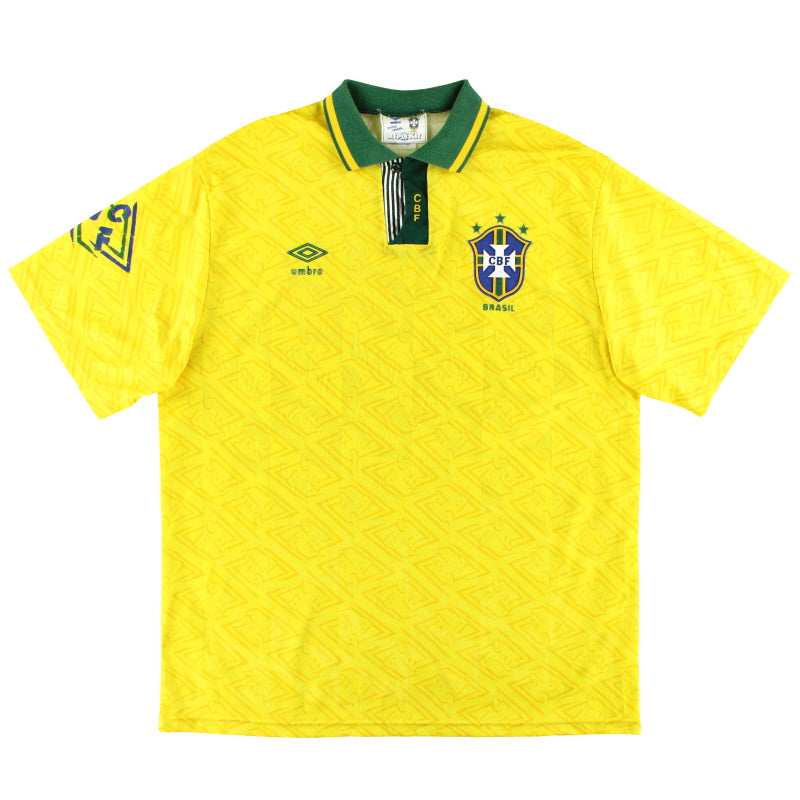 1991-93 Brazil Umbro Home Shirt L Football Shirt