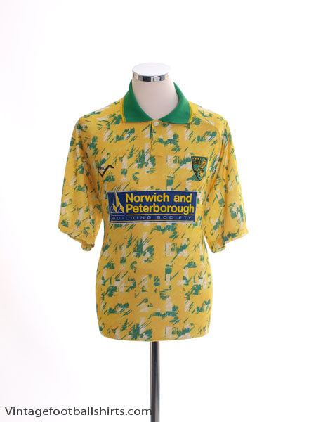 1992-93 Norwich City Home Shirt L Football Shirt