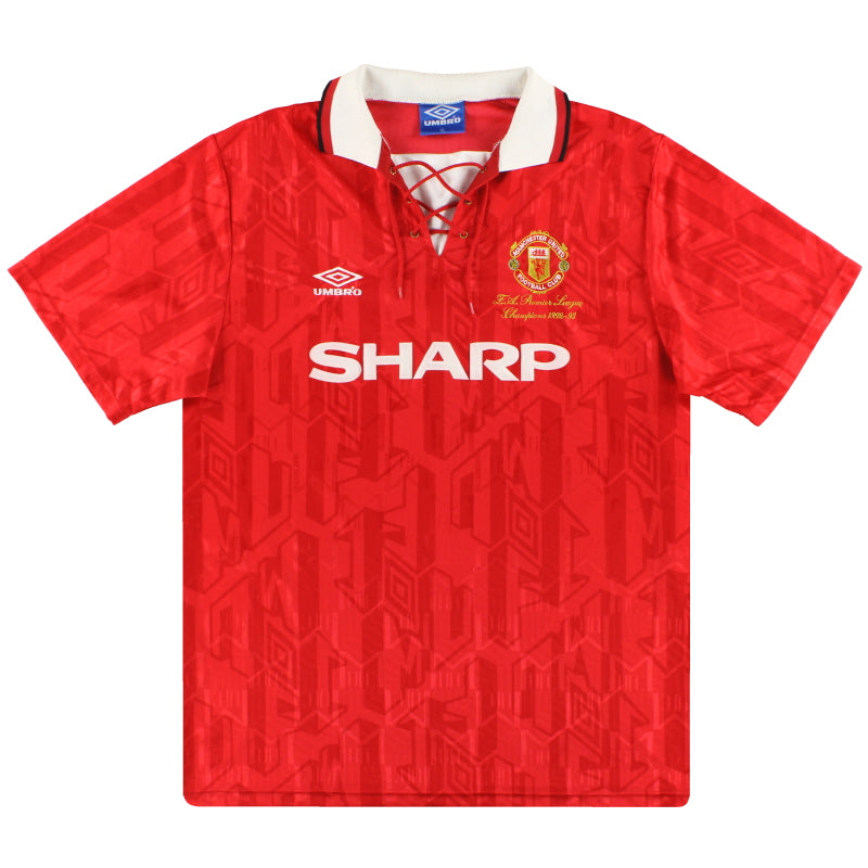 1992-94 Manchester United Umbro 'Champions' Home Shirt L Football Shirt