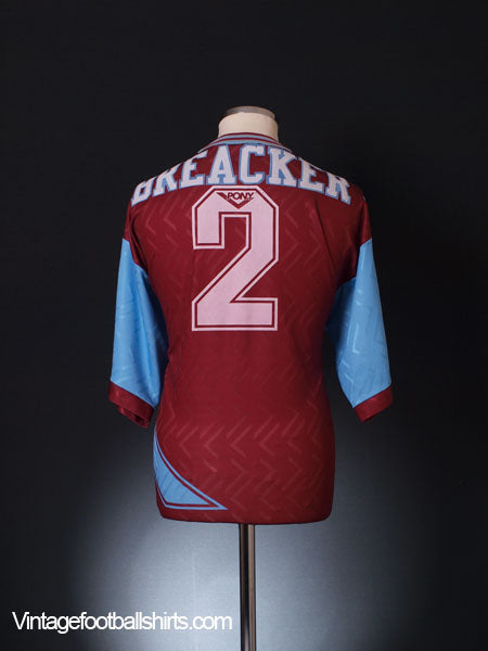 1993-95 West Ham Match Issue Home Shirt Breacker #2 L Football Shirt