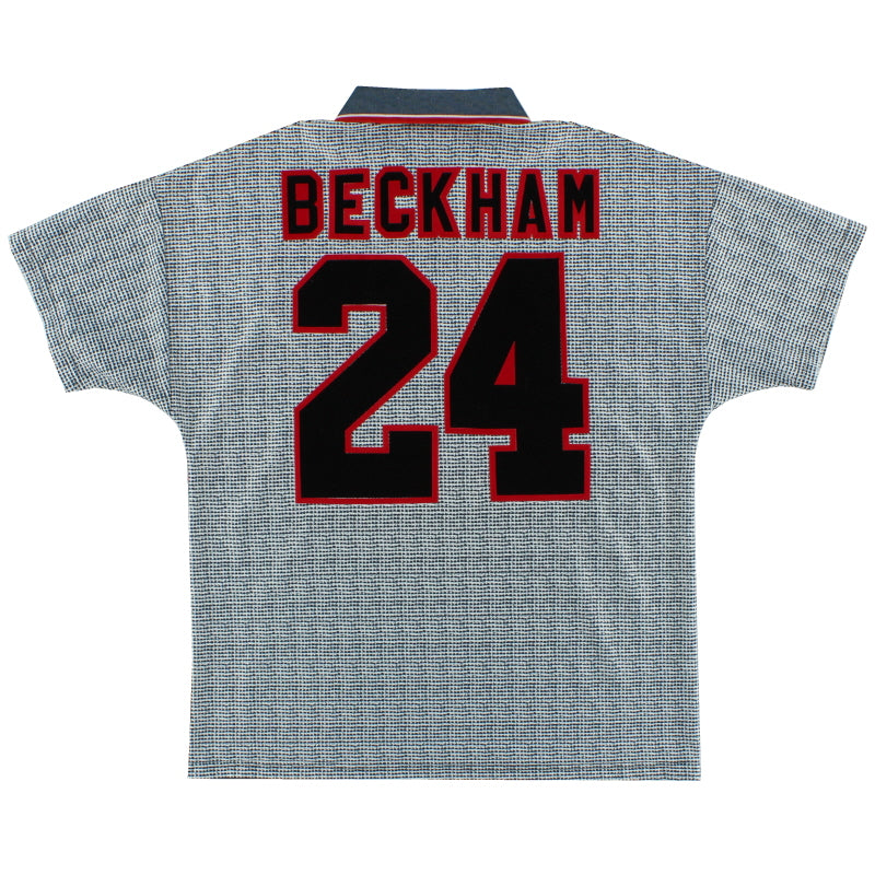 1995-96 Manchester United Away Shirt Beckham #24 L Football Shirt