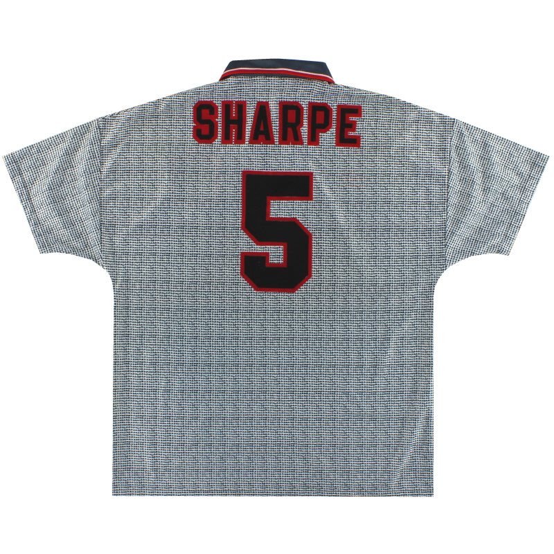 1995-96 Manchester United Umbro Away Shirt Sharpe #5 L Football Shirt