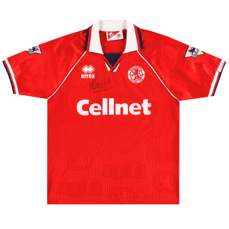 1995-96 Middlesbrough Errea Signed Home Shirt M Football Shirt