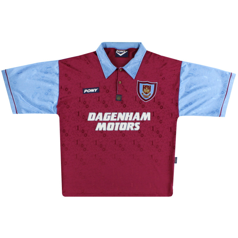 1995-97 West Ham Pony Centenary Home Shirt L Football Shirt