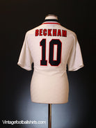 1996-97 Manchester United Away Shirt Beckham #10 L Football Shirt