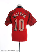 1996-98 Manchester United Home Shirt Beckham #10 Y Football Shirt