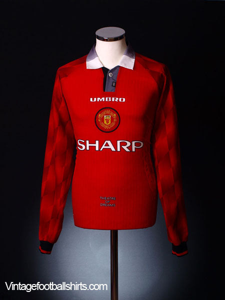 1996-98 Manchester United Home Shirt Beckham #10 L/S L Football Shirt