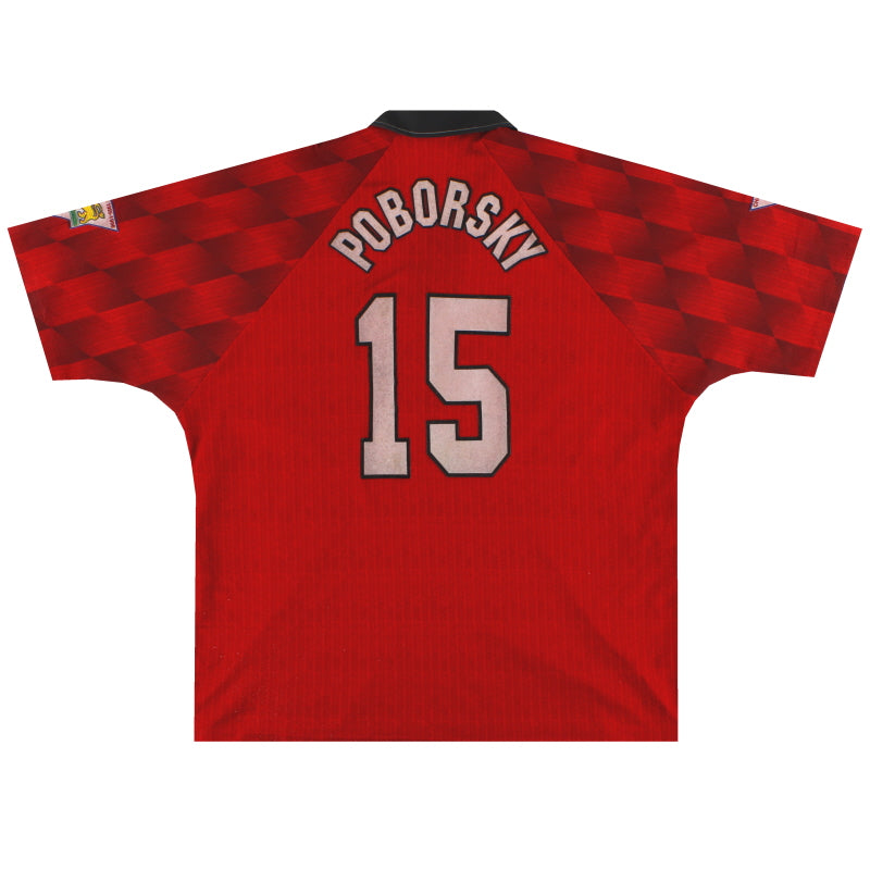 1996-98 Manchester United Umbro Home Shirt Poborsky #15 XL Football Shirt