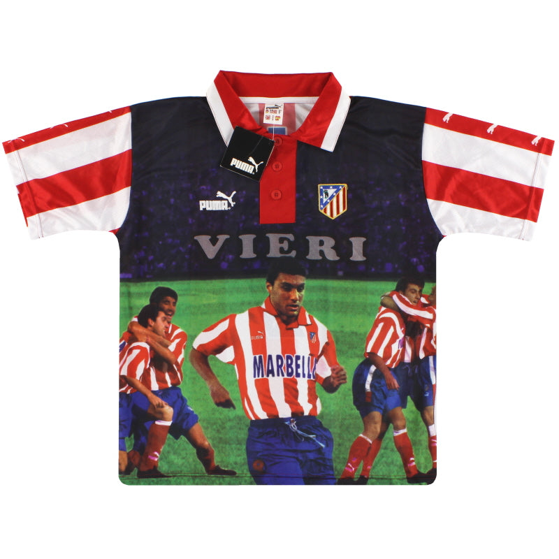 1997-98 Atletico Madrid Puma Graphic Tee Vieri #9 *w/tags* S T-Shirt