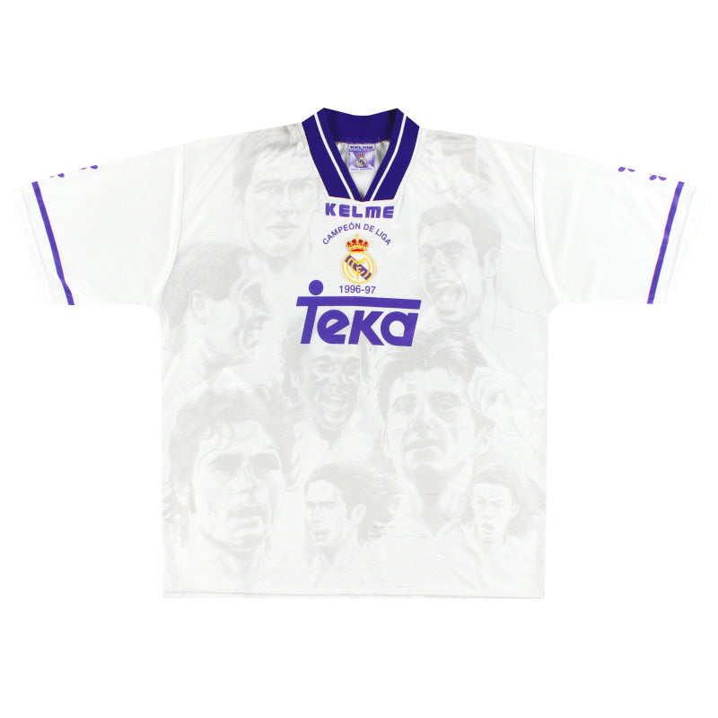 1997-98 Real Madrid Kelme 'Campeón de Liga' Training Shirt L Training Shirt