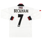 1997-99 Manchester United Umbro Away Shirt L/S Beckham #7 Y Football Shirt