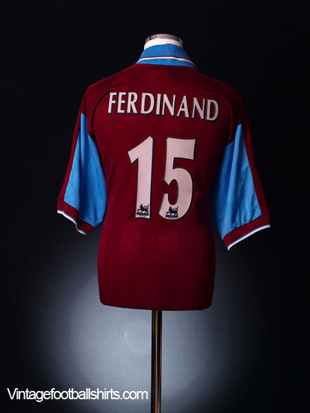 1997-99 West Ham Home Shirt Ferdinand #15 XL Football Shirt