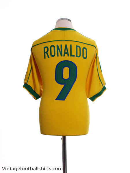 1998-00 Brazil Home Shirt Ronaldo #9 L Football Shirt