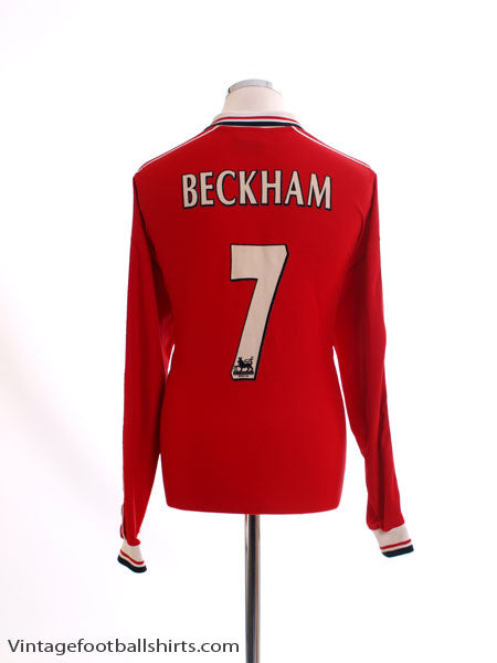 1998-00 Manchester United Home Shirt Beckham #7 L/S XXL Football Shirt