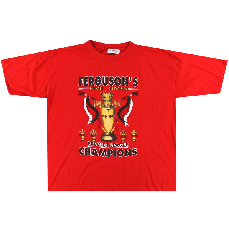 1998-99 Manchester United 'Five Times' Graphic Tee XL T-Shirt