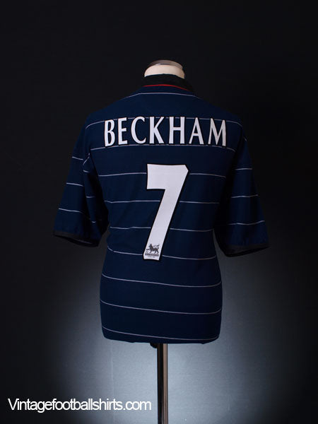 1999-00 Manchester United Away Shirt Beckham #7 L Football Shirt