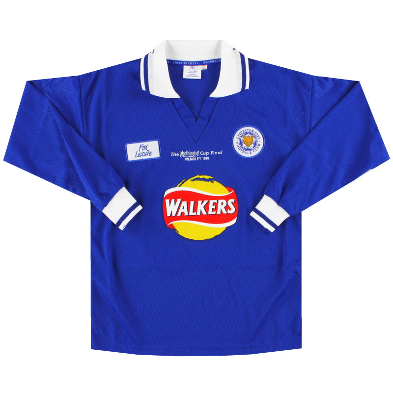 1999 Leicester Fox Leisure 'Worthington Cup Final' Home Shirt L/S *Mint* S Football Shirt