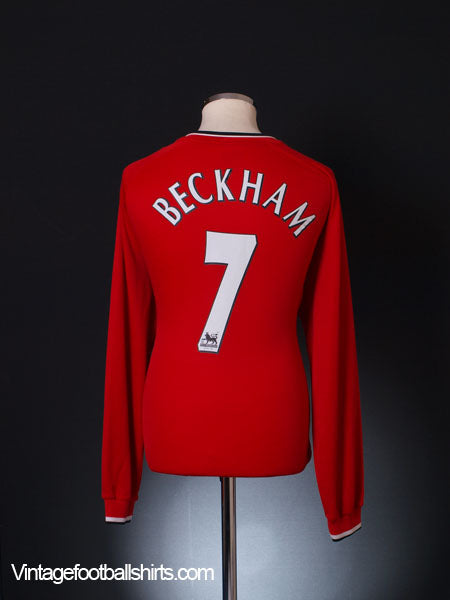 2000-02 Manchester United Home Shirt Beckham #7 L/S XL Football Shirt