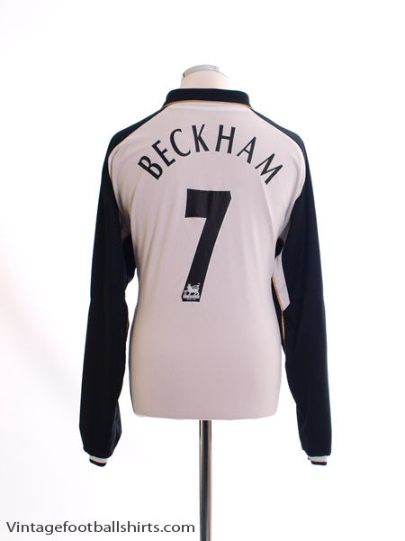 2001-02 Manchester United Centenary Away Shirt Beckham #7 L/S XL Football Shirt