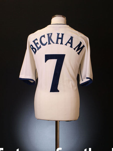 2001-03 England Home Shirt Beckham #7 XL Football Shirt