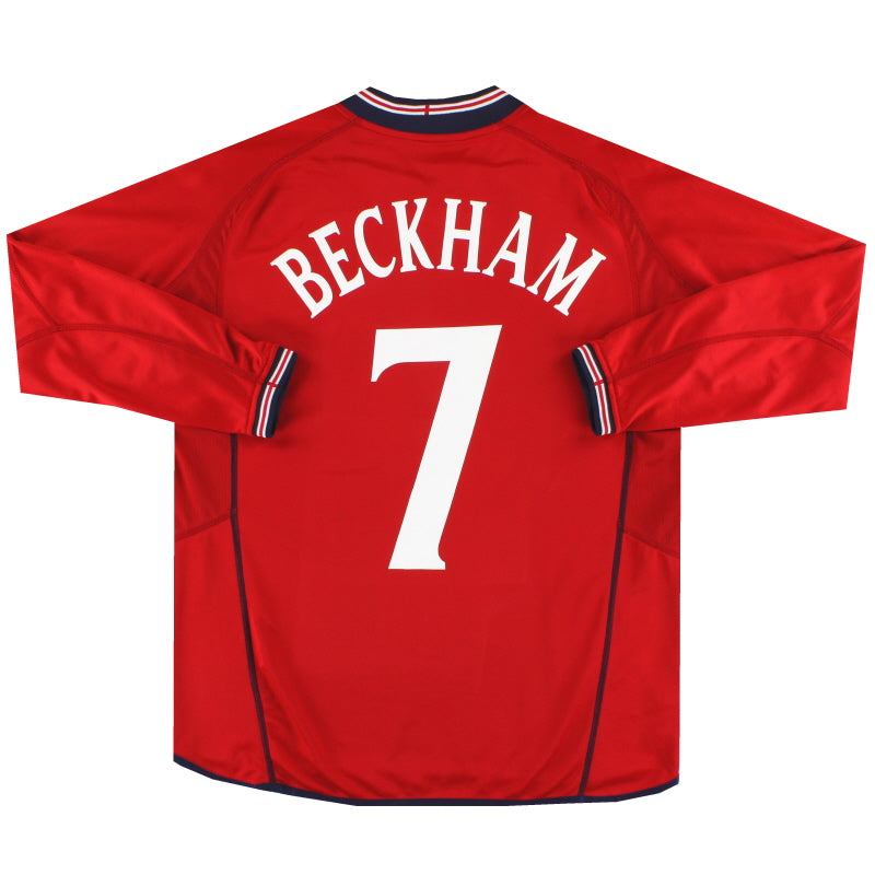 2002-04 England Umbro Away Shirt Beckham #7 L/S M Football Shirt