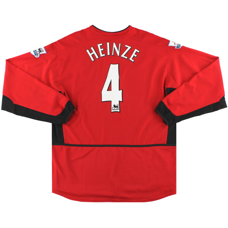 2002-04 Manchester United Nike Home Shirt Heinze #4 L/S XL Football Shirt