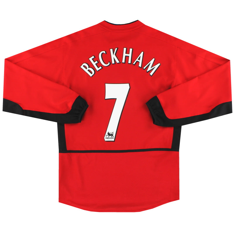 2002-04 Manchester United Nike Home Shirt Beckham #7 L/S *w/tags* S Football Shirt