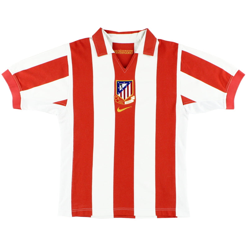 2003-04 Atletico Madrid Nike Centenary Home Shirt M Football Shirt