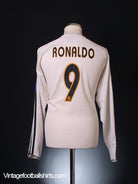 2003-04 Real Madrid Champions League Home Shirt Ronaldo #9 L/S L Football Shirt