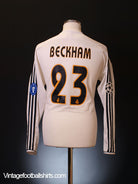 2003-04 Real Madrid CL Home Shirt Beckham #23 L/S *Mint* M Football Shirt