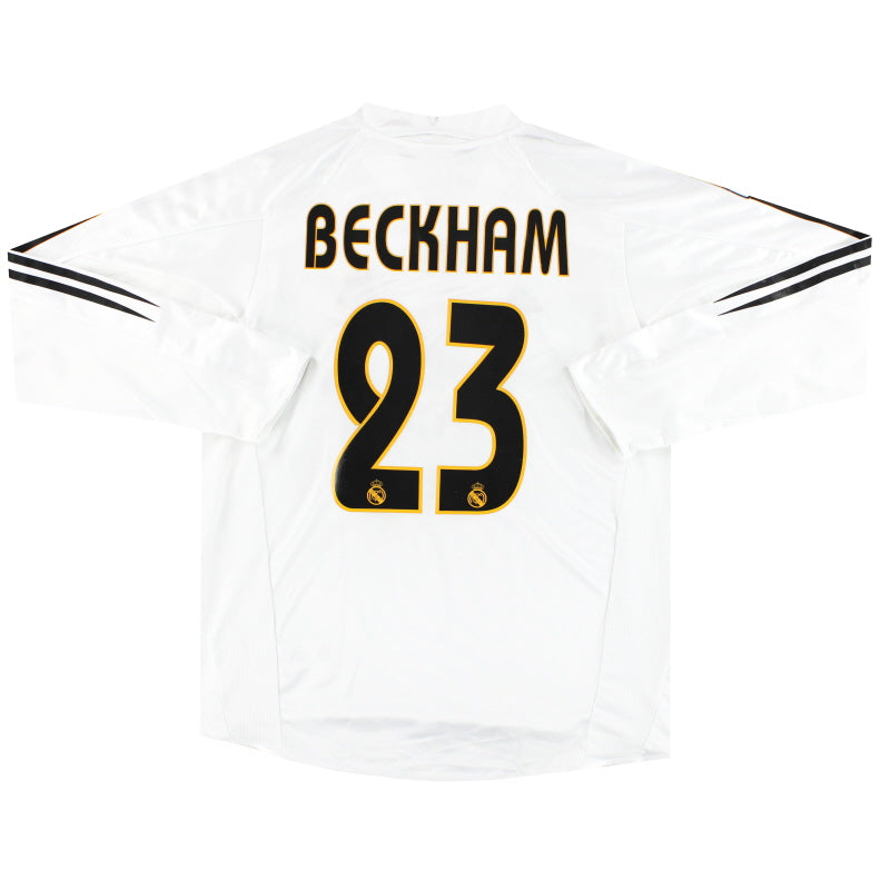 2004-05 Real Madrid adidas Home Shirt Beckham #23 L/S L Football Shirt