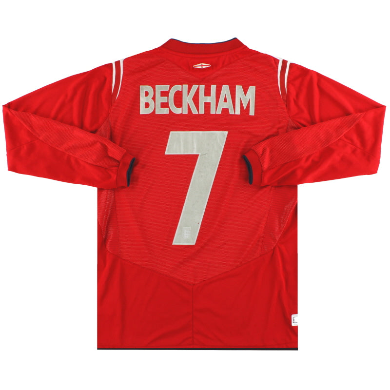 2004-06 England Umbro Away Shirt Beckham #7 L/S S Football Shirt