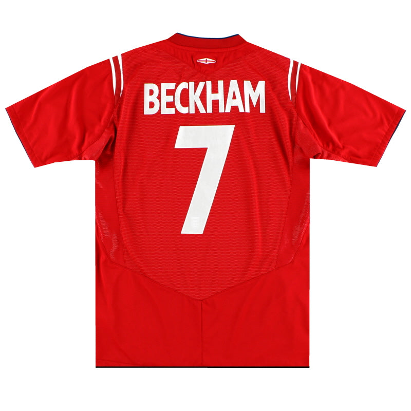 2004-06 England Umbro Away Shirt Beckham #7 L.Boys Football Shirt