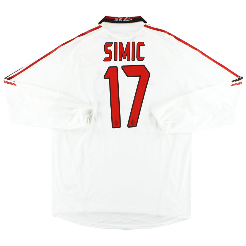 2005-06 AC Milan adidas Player Issue 'Formotion' Away Shirt Simic #17 L/S XL Football Shirt