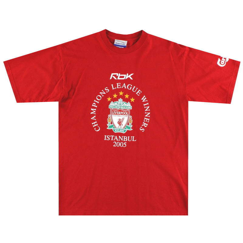 2005-06 Liverpool Reebok 'Champions League Winners' Graphic Tee L T-Shirt