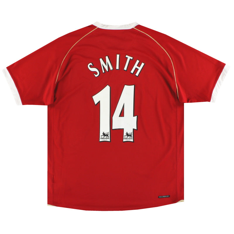 2006-07 Manchester United Nike Home Shirt Smith #14 L Football Shirt