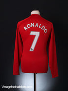 2007-09 Manchester United Home Shirt Ronaldo #7 L/S L Football Shirt