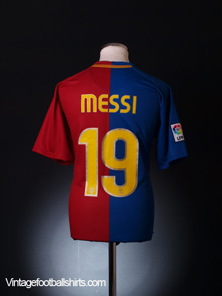 2008-09 Barcelona Home Shirt Messi #19 *Mint* L Football Shirt