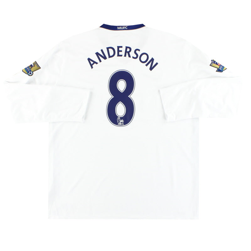 2008-09 Manchester United Nike Away Shirt Anderson #8 L/S XXL Football Shirt