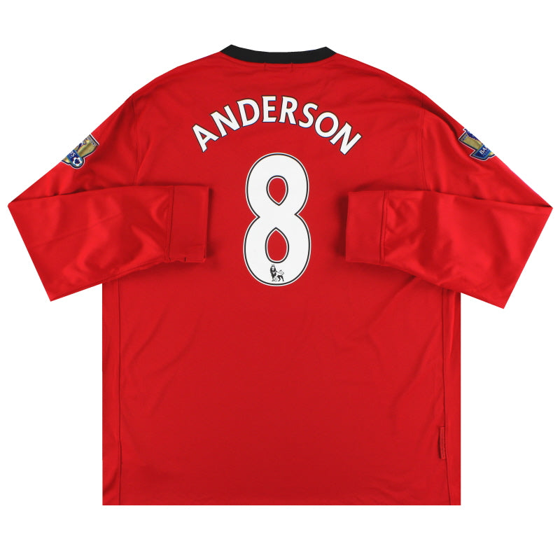 2009-10 Manchester United Nike Home Shirt Anderson #8 L/S XXL Football Shirt